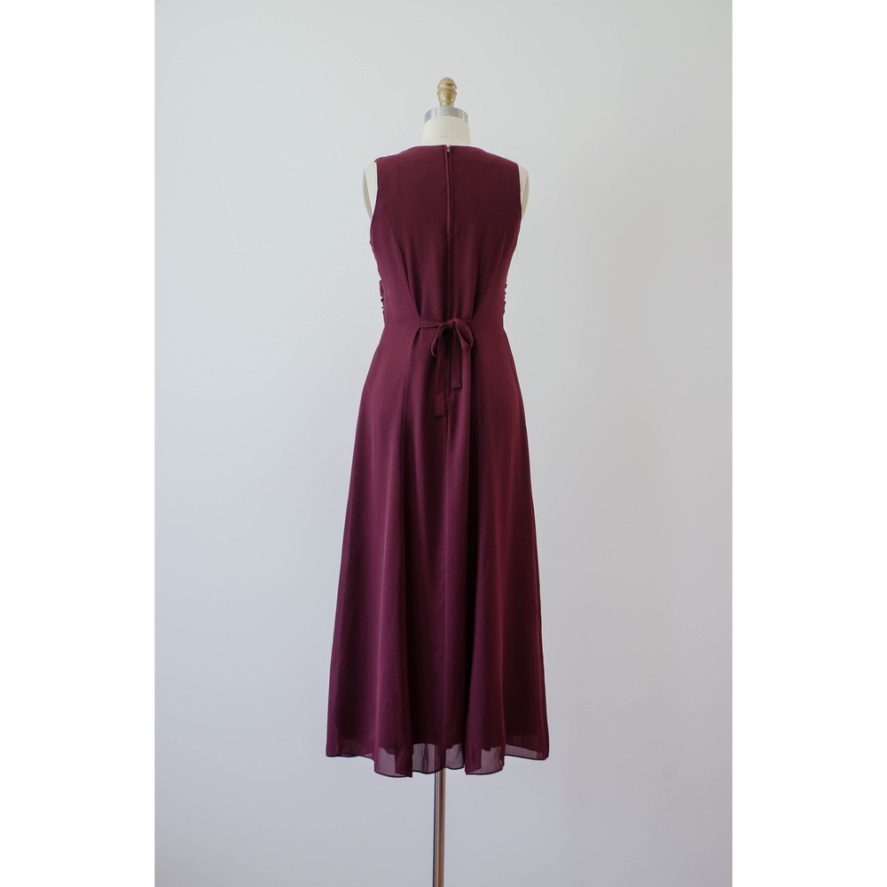 90s y2k vintage dark red‎ burgundy gold embroidered bridesmaid dress gown - Picture 8 of 9